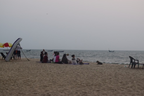 Group meditation at Marari Beach